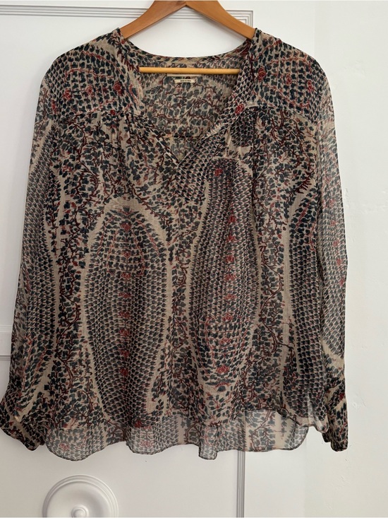 Isabel Marant Tops - Isabel Marant Cream Silk Top with Blue & Rust Floral Print